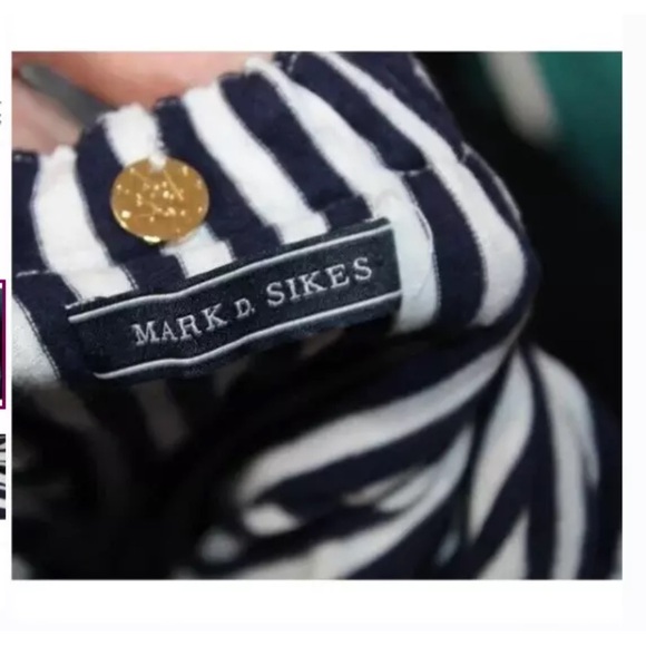 Mark D. Sikes Navy White Striped Ruffle Dress - size Small - Picture 3 of 5